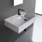 Marble Design Ceramic Wall Mounted or Vessel Sink With Counter Space